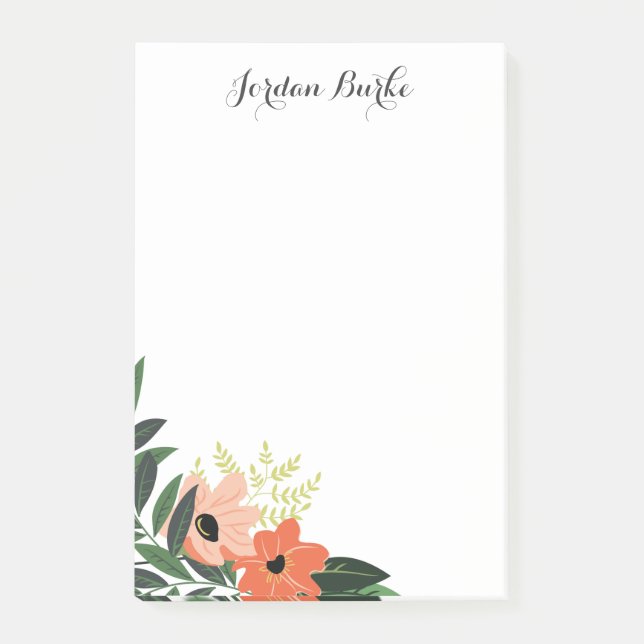 Post-it® Monogramme à bordure florale chic (Devant)
