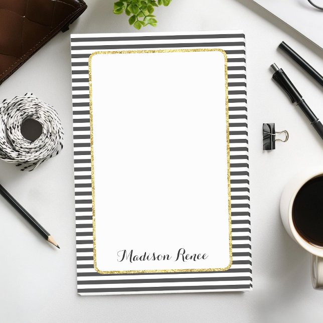 Post-it® Monogramme à huile d'or noir et blanc (Créateur téléchargé)