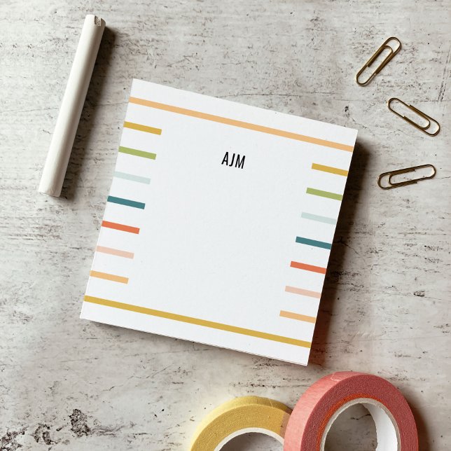 Post-it® Monogramme à rayures colorées (Colorful Stripes Monogram Post-it Notes)