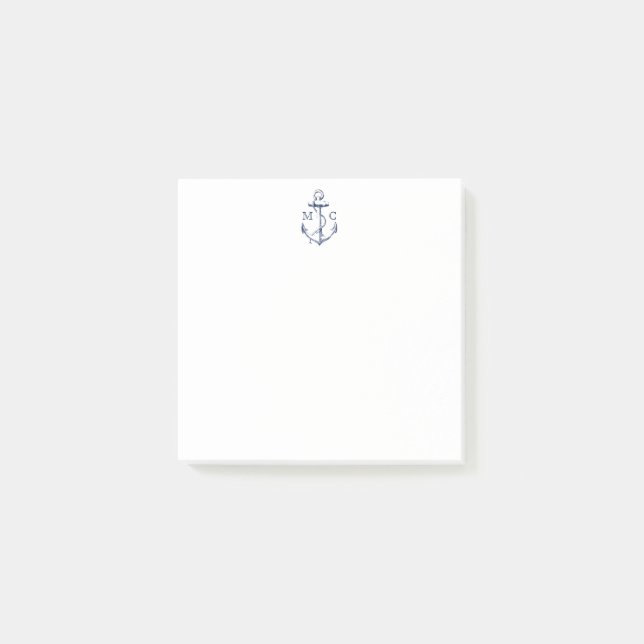Post-it® Monogramme Ancre marine bleu (Devant)