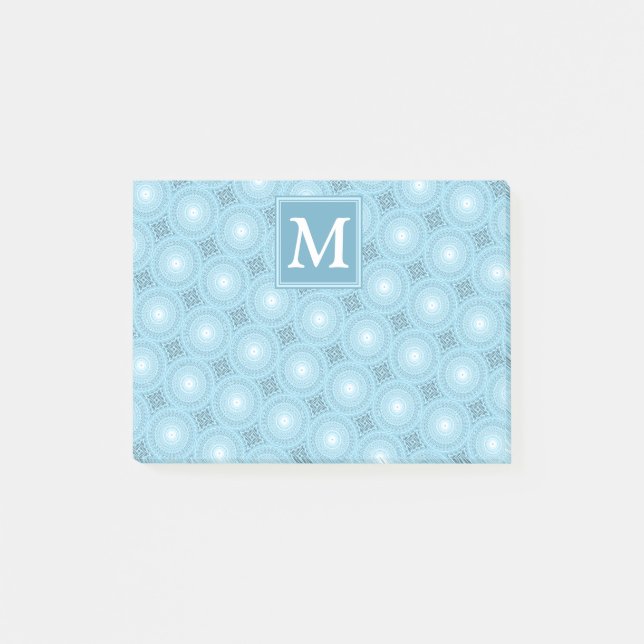 Post-it® Monogramme ange bleu cercles motif (Devant)