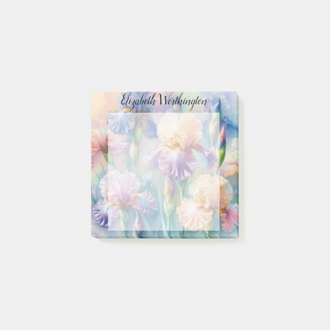 Post-it® Monogramme aquarelle florale iris fleurs violettes (Devant)