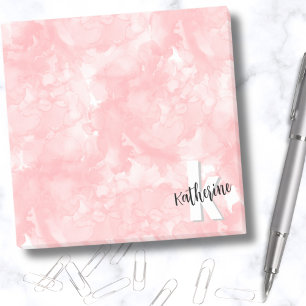 Post-it® Monogramme aquarelle rose tendance élégant