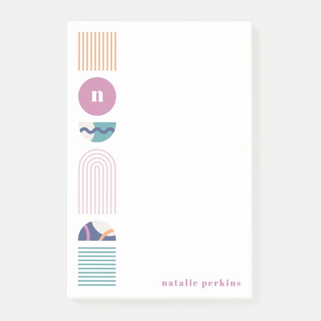 Post-it® Monogramme arc-en-ciel géométrique Notes post-it - (Devant)