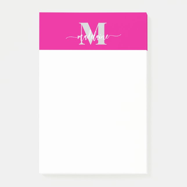 Post-it® Monogramme argent blanc rose couleur personnelle (Devant)