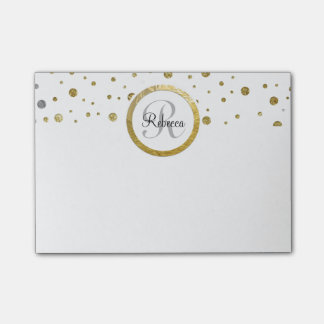 Post-it® Monogramme argent et or Confetti
