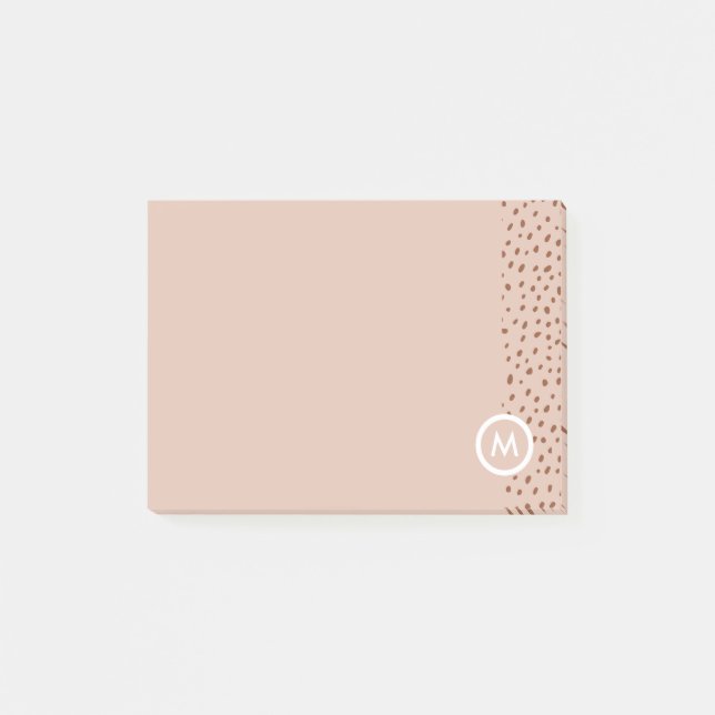 Post-it® Monogramme beige tendance avec Boho en terre cuite (Devant)