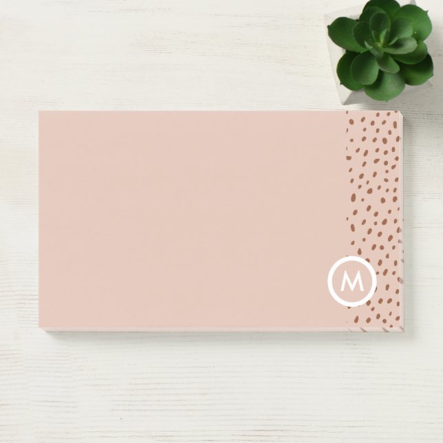 Post-it® Monogramme beige tendance avec Boho en terre cuite (Bureau)