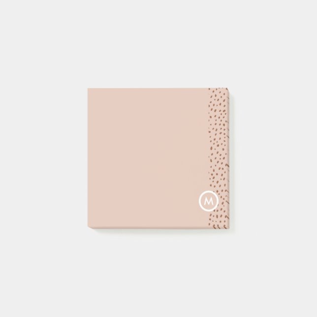 Post-it® Monogramme beige tendance avec Boho en terre cuite (Devant)