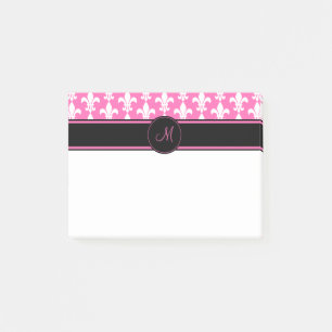 Post-it® Monogramme Blanc et rose chaud Fleur de Lis Motif