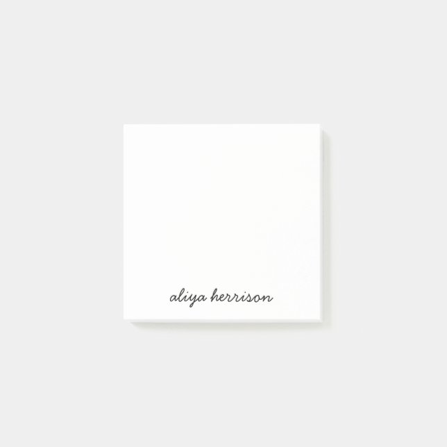 Post-it® Monogramme Blanc Minimaliste Moderne Élégant (Devant)