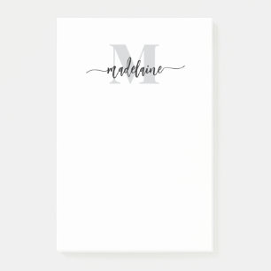Post-it® Monogramme blanc noir argent personnel