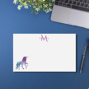 Post-it® monogramme blanc violet unicorne est devenu