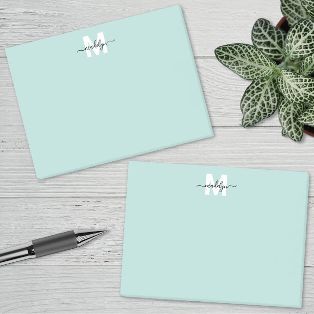 Post-it® Monogramme Bleu Canard (Teal Blue Monogram Post-it Notes)