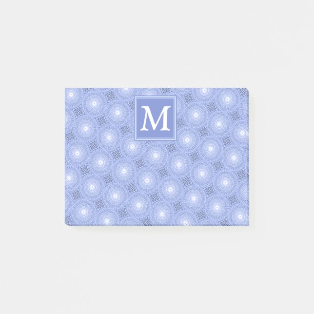 Post-it® Monogramme bleu cercles motif (Devant)