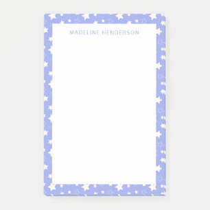 Post-it® Monogramme Bleu Clair Étoiles Blanches Fantaisiste