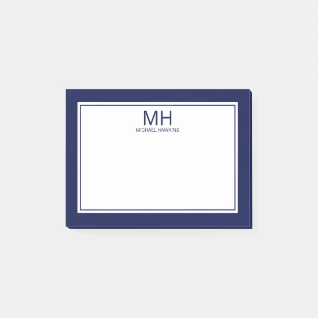 Post-it® Monogramme bleu de la marine (Devant)