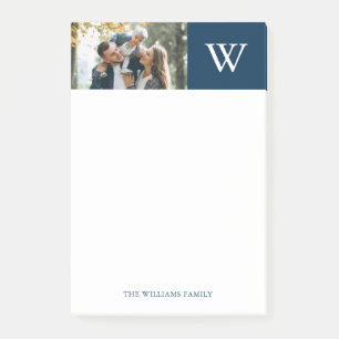 Post-it® Monogramme bleu et photo personnalisée