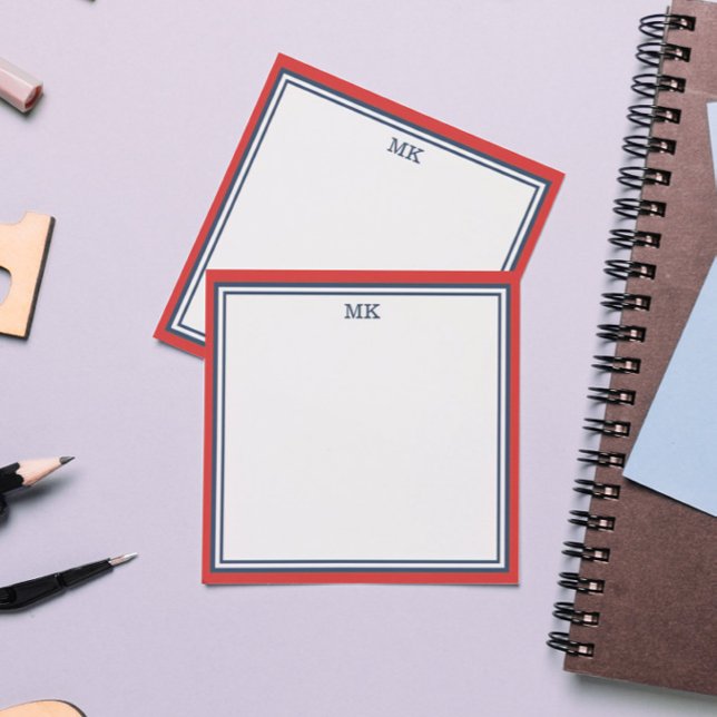 Post-it® Monogramme bleu rouge (Créateur téléchargé)