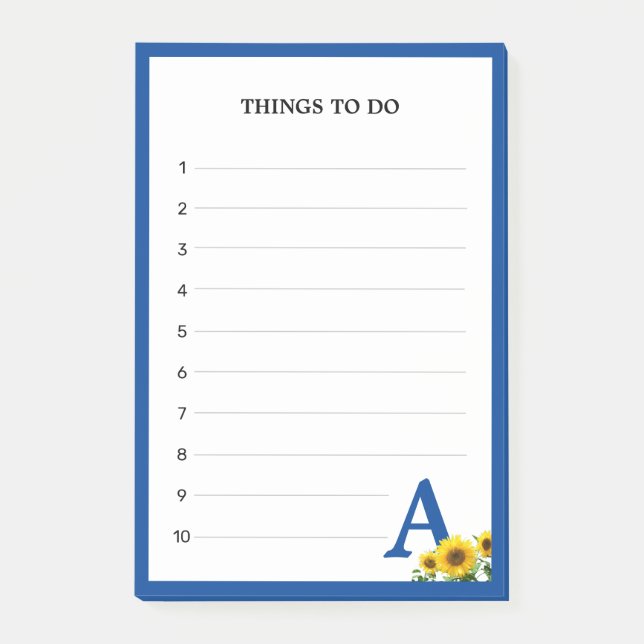Post-it® Monogramme bleu royal et choses à faire avec tourn (Devant)