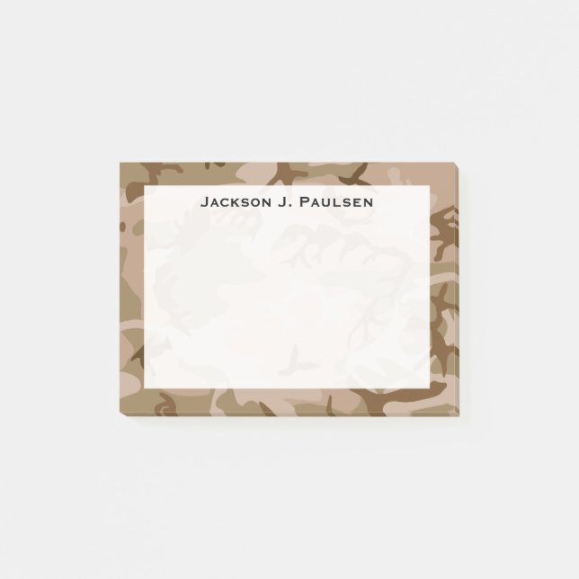 Post-it® Monogramme camouflage désert beige marron vert (Devant)