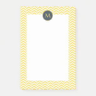 Post-it® Monogramme Chevron jaune et blanc avec charbon