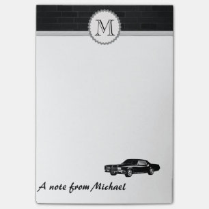 Post-it® Monogramme chic de voiture de mur de briques vieux