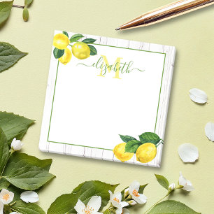 Post-it® Monogramme citrons aquarelle sur le bois rustique