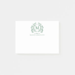 Post-it® Monogramme Classique Floral Vert Crête Vintage