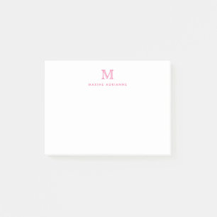 Post-it® Monogramme classique moderne simple et propre rose