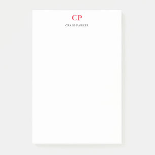 Post-it® Monogramme classique Professionnel Rouge blanc cla