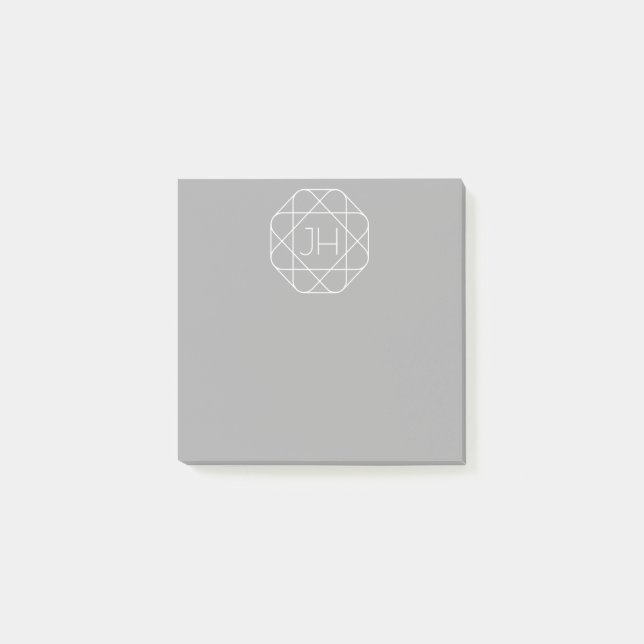 Post-it® Monogramme Cool, Style de Logo Hip Vibe | Gris & B (Devant)