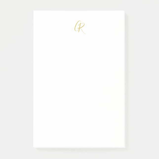 Post-it® Monogramme de calligraphie couleur or moderne uni (Devant)