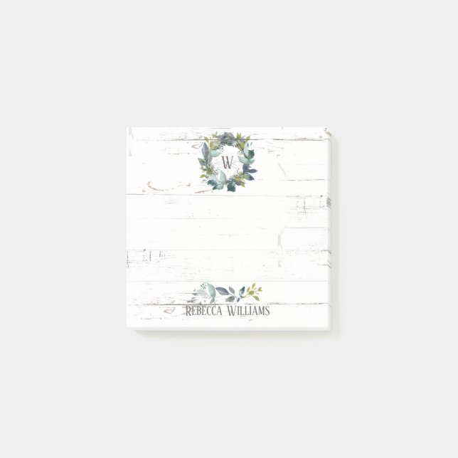 Post-it® Monogramme de couronne de laurier d'aquarelle rust (Devant)