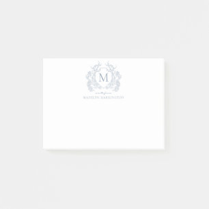 Post-it® Monogramme de crête Vintage bleu foncé classique