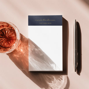 Post-it® Monogramme de la marine moderne Blue Gold Script