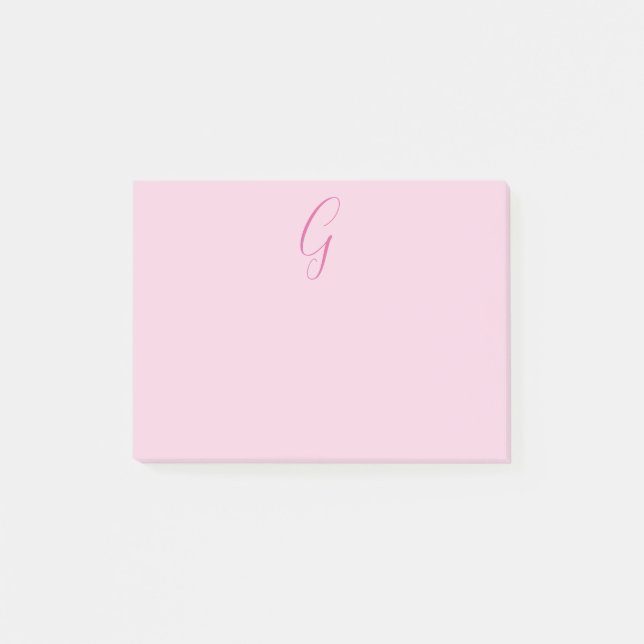 Post-it® Monogramme de lettre initiale rose clair chic uni (Devant)