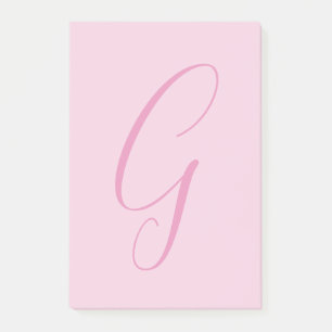 Post-it® Monogramme de lettre initiale rose clair chic uni