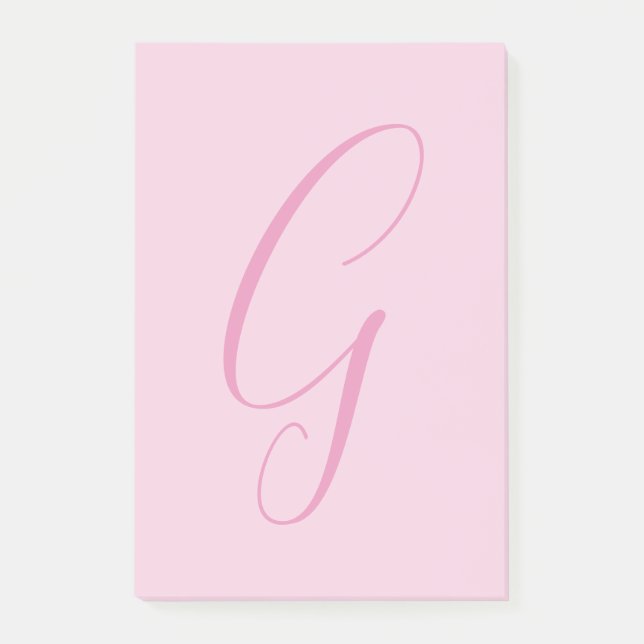 Post-it® Monogramme de lettre initiale rose clair chic uni (Devant)