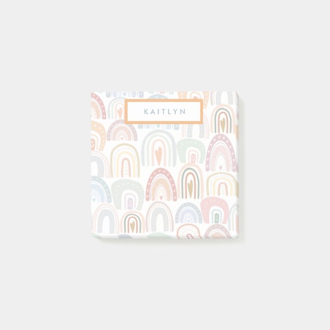 Post-it® Monogramme de Motif arc-en-ciel mignon assisté (Devant)