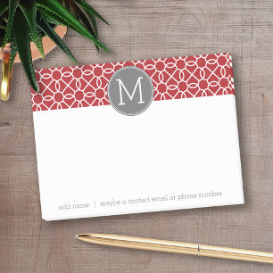 Post-it® Monogramme de Motif géométrique rouge et gris