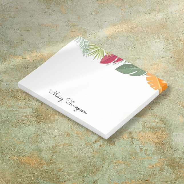 Post-it® Monogramme de nom de bordure florale tropicale (Tropical Floral Border Monogram Name Post-it Notes)