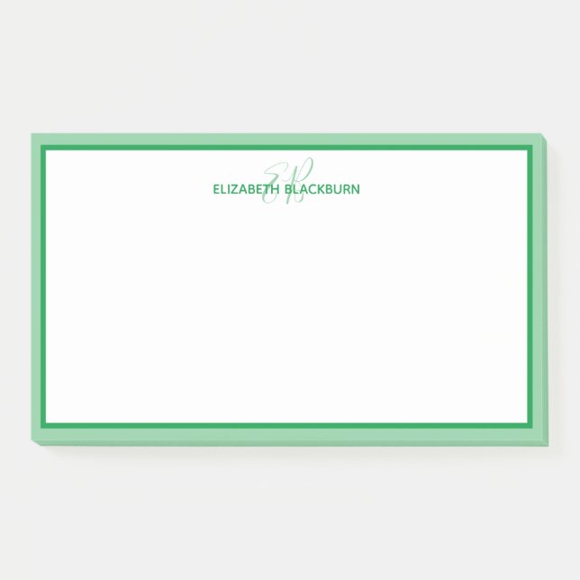 Post-it® Monogramme de nom personnalisé Vert (Devant)