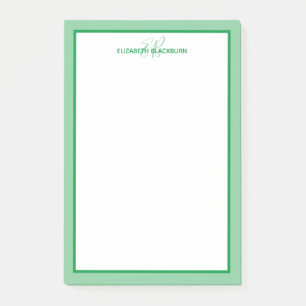Post-it® Monogramme de nom personnalisé Vert