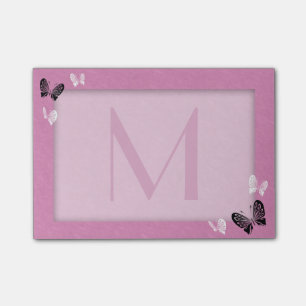 Post-it® Monogramme de papillon sur le rose