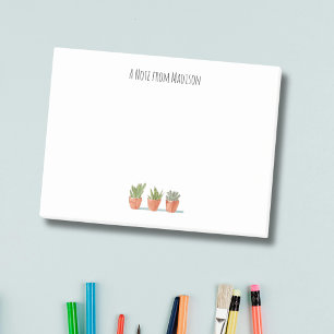 Post-it® Monogramme de plante en pot à l'aquarelle Cactus B