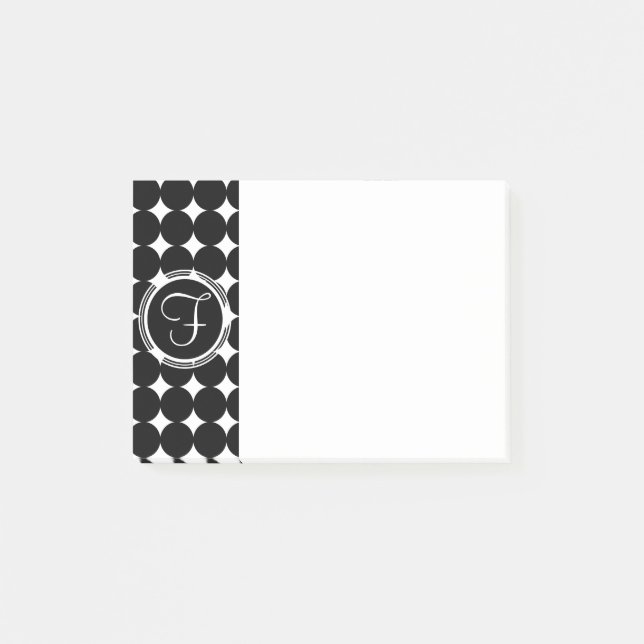 Post-it® Monogramme de point Polka Noir (Devant)
