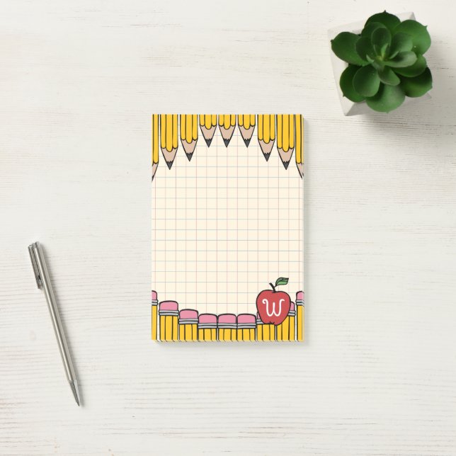 Post-it® Monogramme de professeur gribouillages scolaires d (Bureau)