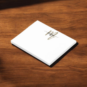 Post-it® Monogramme de script minimaliste Nom Black Gold