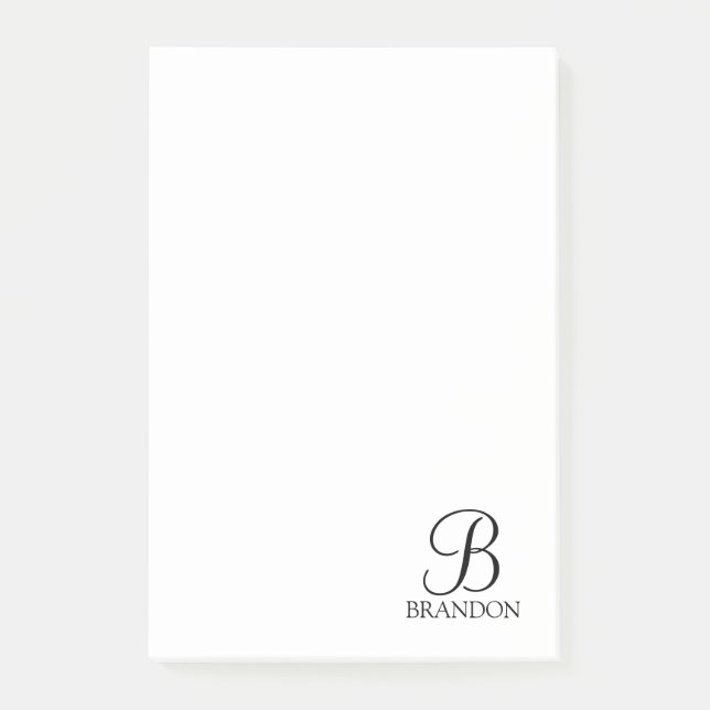 Post-it® Monogramme de script personnalisé et Bloc-notes de (Devant)
